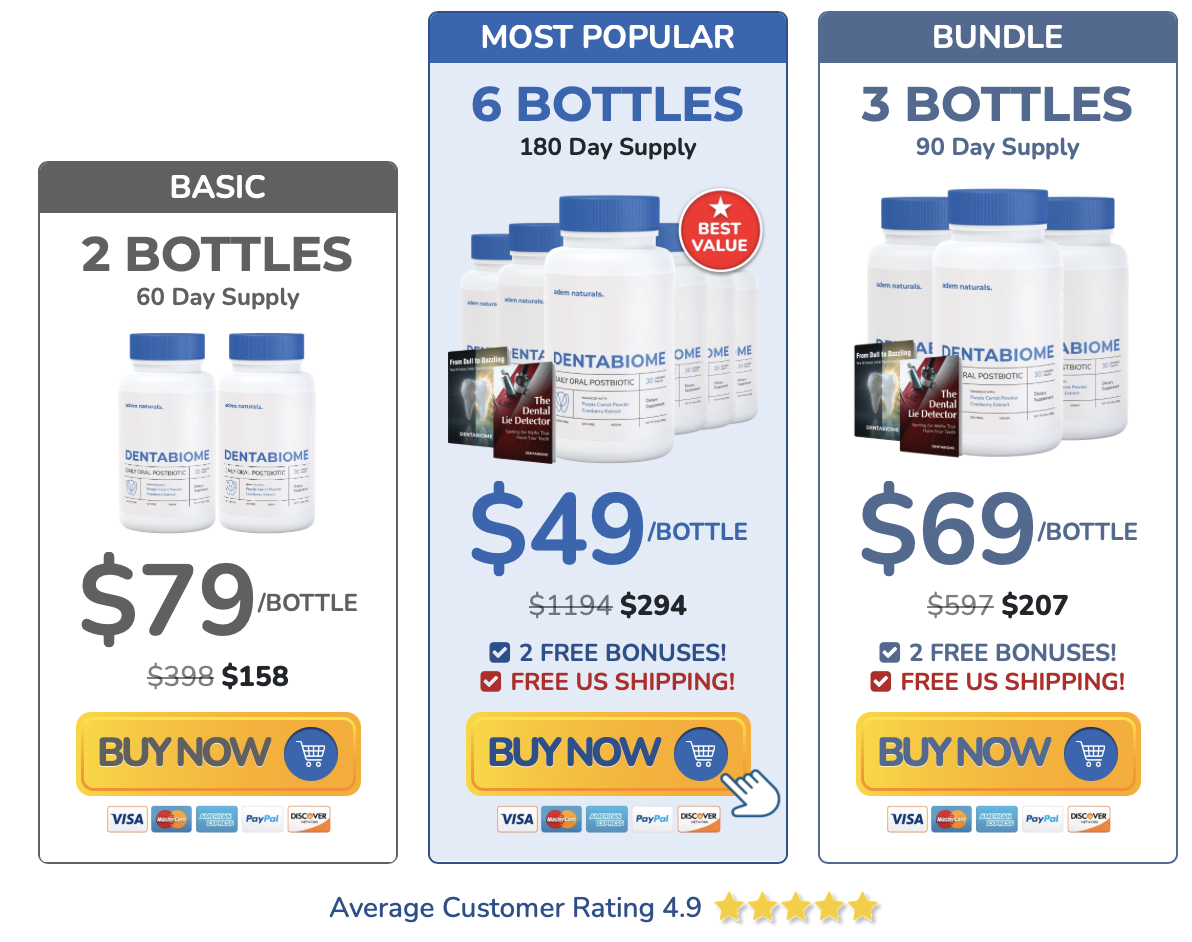 DentaBiome current 2, 3 and 6 bottle offers